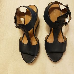 Franco Sarto Navy Blue Wedge Sandals - Size 8.5M